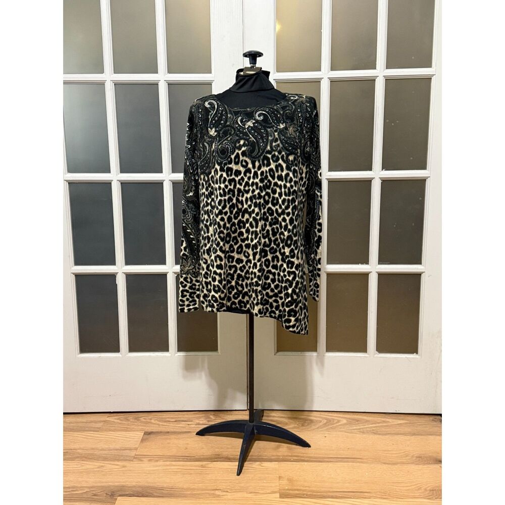 Vintage East of 7th Leopard & Paisley Knit Sweater XL